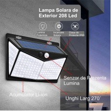  Lampa de Perete Solara 208 Led + Senzor
