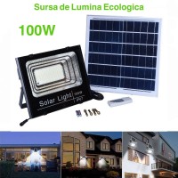 Proiector 100W cu Panou Solar și Telecomanda