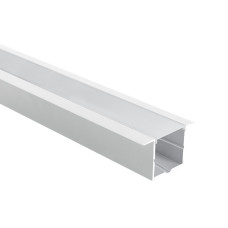 Alu recessed profile + PC opal cover, end caps, 2m, white