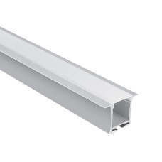 Alu recessed profile + PC opal cover,end caps, 2m, white